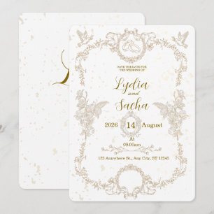 Convite de Casamento Floral Elegante Vintage