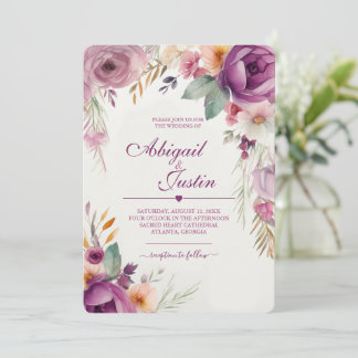 Convite de Casamento Floral em Aquarela
