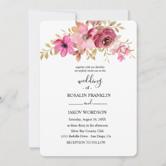 convite de casamento floral em aquarela