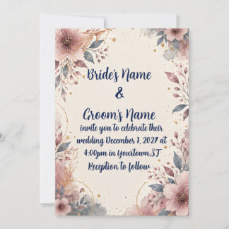Convite de Casamento Floral em Aquarela