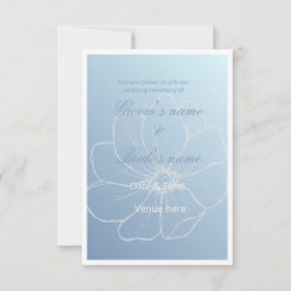 Convite de Casamento Floral em Aquarela Azul Sonha