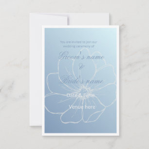 Convite de Casamento Floral em Aquarela Azul Sonha