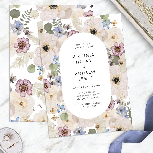 Convite de Casamento Floral em Aquarela Boho Moder (Modern Boho Watercolor Floral Wedding Invitation by Painted Paperie
)