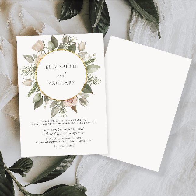 Convite de Casamento Floral em Aquarela com Círcul (Criador carregado)