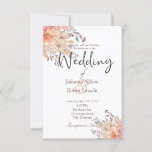 Convite de casamento floral em aquarela cor de dam