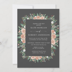 convite de casamento floral em aquarela de inverno