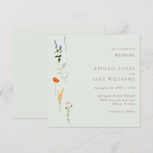 Convite de Casamento Floral em Aquarela de Verão S