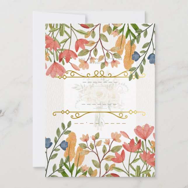Convite de Casamento Floral em Aquarela Elegante | (Frente)