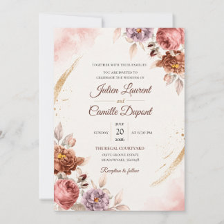 Convite de Casamento Floral em Aquarela Elegante