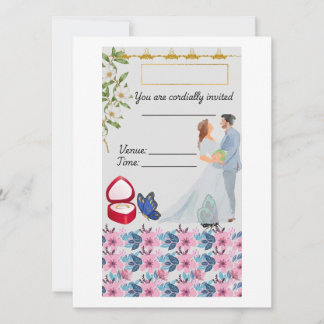 Convite de Casamento Floral em Aquarela Elegante -