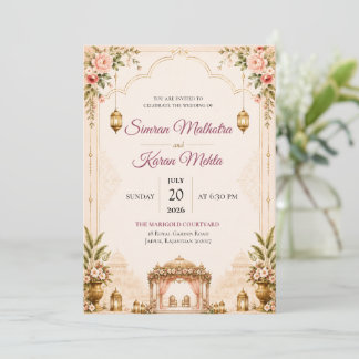 Convite de Casamento Floral em Aquarela Elegante