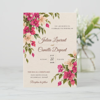 Convite de Casamento Floral em Aquarela Elegante
