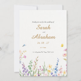 Convite de Casamento Floral em Aquarela Elegante