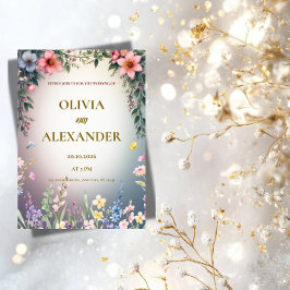 Convite de Casamento Floral em Aquarela Elegante