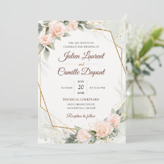 Convite de Casamento Floral em Aquarela Elegante