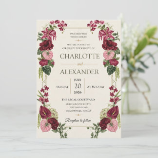 Convite de Casamento Floral em Aquarela Elegante