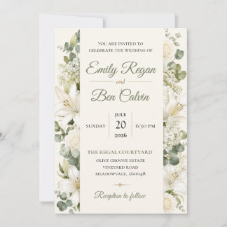 Convite de Casamento Floral em Aquarela Elegante