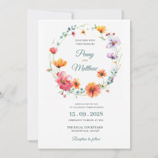 Convite de Casamento Floral em Aquarela Elegante