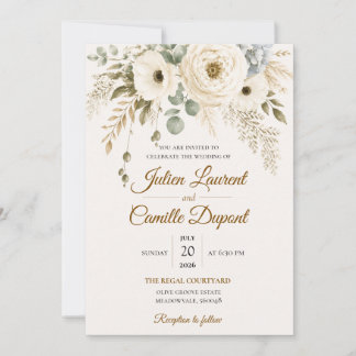 Convite de Casamento Floral em Aquarela Elegante