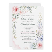 Convite de Casamento Floral em Aquarela Elegante