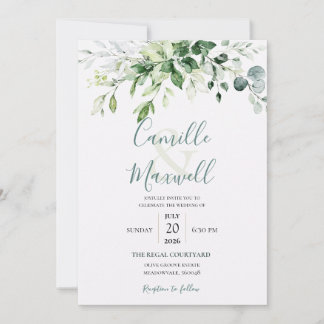 Convite de Casamento Floral em Aquarela Elegante