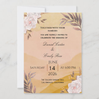 Convite de Casamento Floral em Aquarela Elegante e