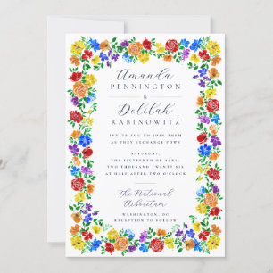 Convite de Casamento Floral em Aquarela Estiloso Q