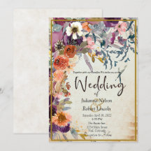 Convite de casamento floral em aquarela mista de o