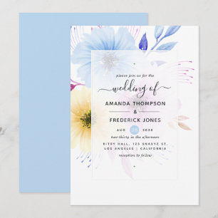 Convite de Casamento Floral em Aquarela Pastel