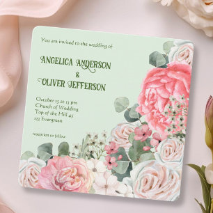 Convite de Casamento Floral em Aquarela Pastel Sua