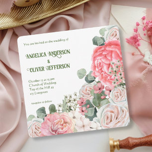 Convite de Casamento Floral em Aquarela Pastel Sua