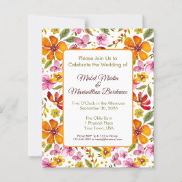 Convite de Casamento Floral em Aquarela Personaliz