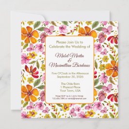 Convite de Casamento Floral em Aquarela Personaliz