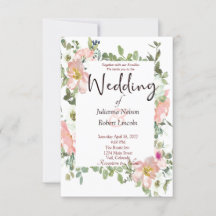 Convite de casamento floral em aquarela rosa bonit