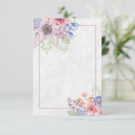 Convite de casamento floral em aquarela rosa e azu