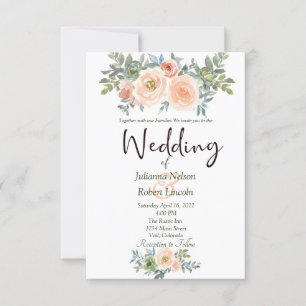 Convite de casamento floral em aquarela rosa e ver