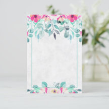 Convite de casamento floral em aquarela rosa Prima