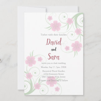 Convite de Casamento Floral em Aquarela Rosa | Sua