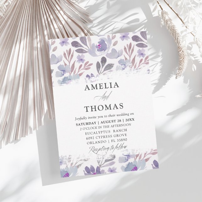 Convite de Casamento Floral em Aquarela Rústica (Criador carregado)