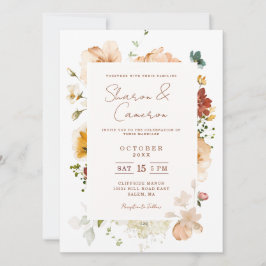 Convite de Casamento Floral em Aquarela Rústico Bo