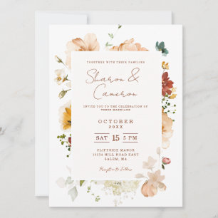 Convite de Casamento Floral em Aquarela Rústico Bo