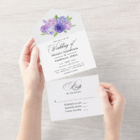 Convite de Casamento Floral em Aquarela Ultra Viol