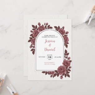 Convite de Casamento Floral em Arco Rosa Empoeirad
