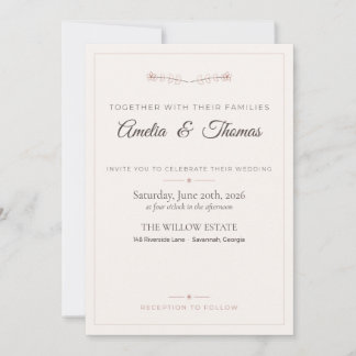 Convite de Casamento Floral em Arte Linear Boho Te