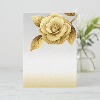 Convite de Casamento Floral em Dourado Elegante