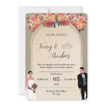 Convite de Casamento Floral em Dourado Luz Elegant
