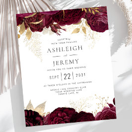 Convite de Casamento Floral em Dourado Orçamento B