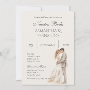 Convite de casamento floral em espanhol