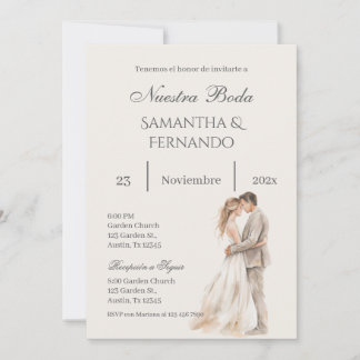 Convite de casamento floral em espanhol