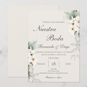 Convite de casamento floral em espanhol